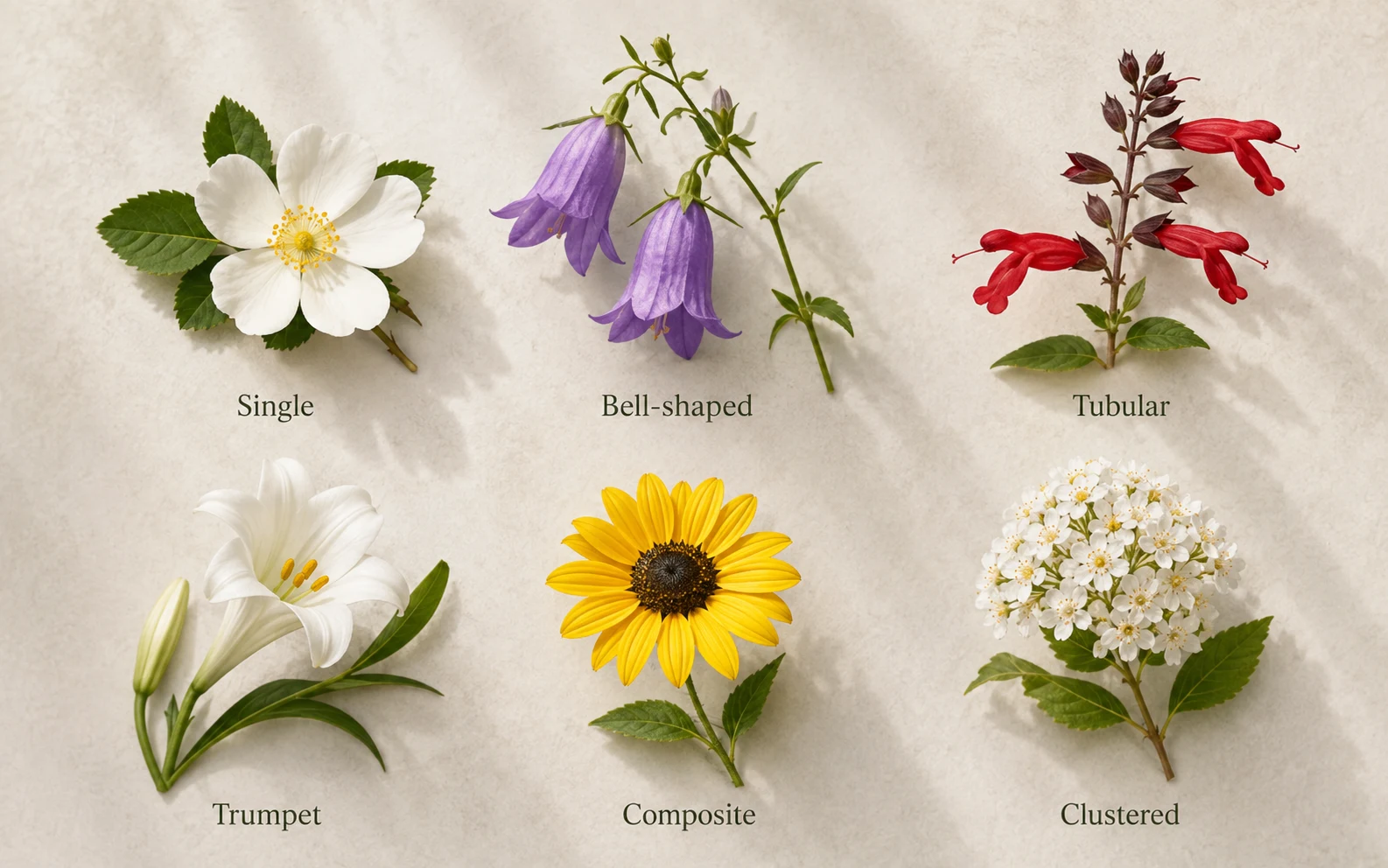 Flower characteristics used to identify plants