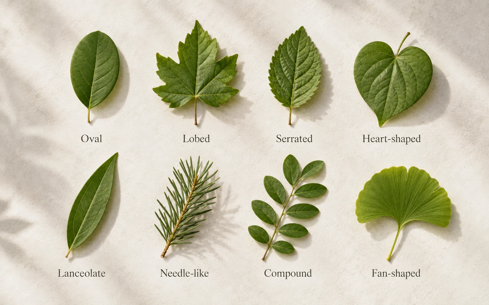 Examples of different leaf shapes used for plant identification